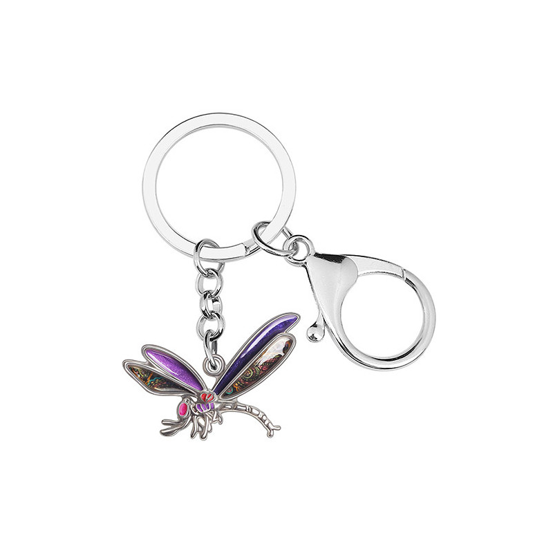 Porte-clés Libéllule en émail Couleur couleur Violet