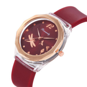 Vue face de la Montre Libéllule avec bracelet en Silicone - 7 couleurs au choix !