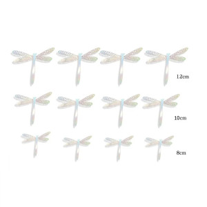 Dimensions des Autocollants Mural PVC Libellule à effet Métallique en 3D - Lot de 12 pièces Couleur argent