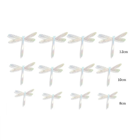 Dimensions des Autocollants Mural PVC Libellule à effet Métallique en 3D - Lot de 12 pièces Couleur argent