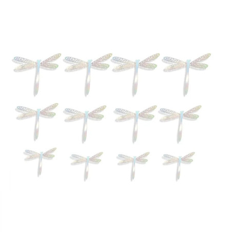Autocollant Mural PVC Libellule à effet Métallique en 3D Couleur Argent