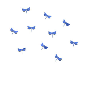 Autocollant Libéllule en forme de Miroir Libellule en 3D - Lot de 10 pièces Couleur Bleu