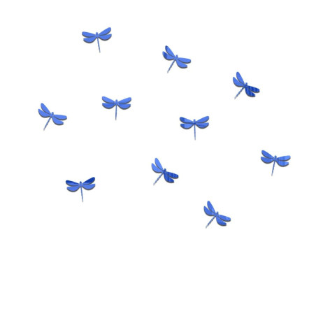 Autocollant Libéllule en forme de Miroir Libellule en 3D - Lot de 10 pièces Couleur Bleu