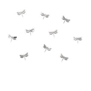 Autocollant Libéllule en forme de Miroir Libellule en 3D - Lot de 10 pièces Couleur Argent
