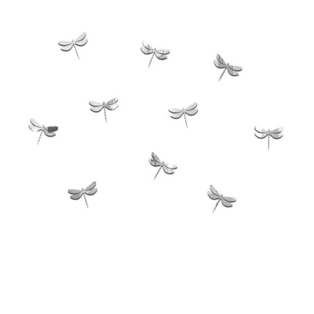 Autocollant Libéllule en forme de Miroir Libellule en 3D - Lot de 10 pièces Couleur Argent